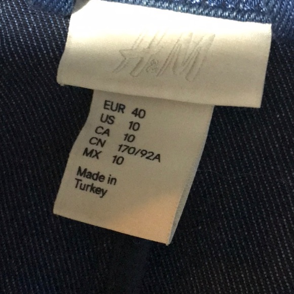 H&M denim long button jacket big pockets 2 button front - Picture 9 of 11